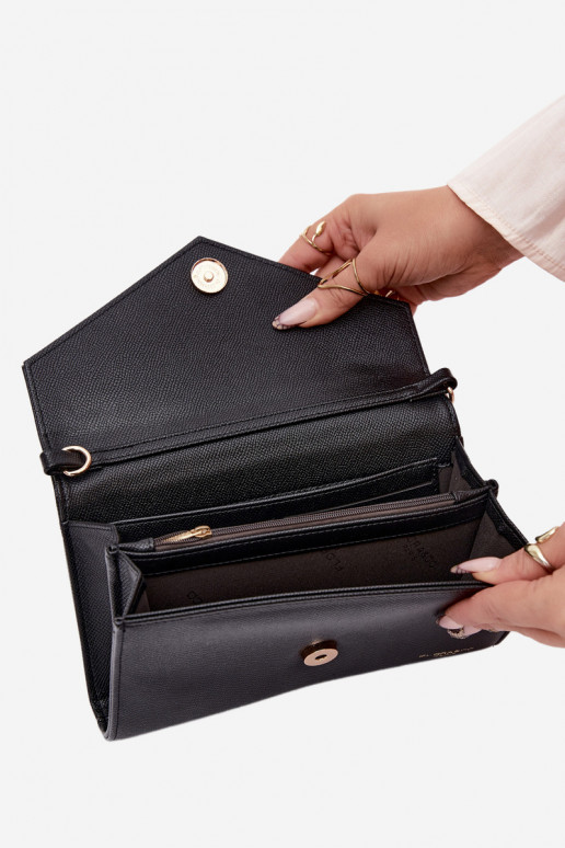 Palmare tipo di bBocca Portafoglio due in uno con strisce decorative nero Pauline