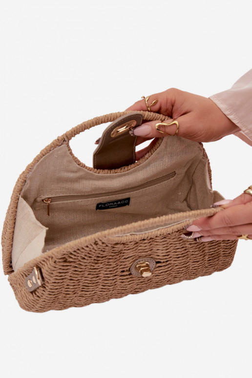 Intrecciato Una piccola borsetta con strisce decorative marrone-colore dorato Delphine