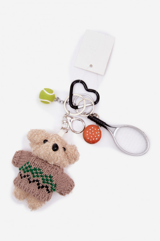 Breloczek ZaAieszka Do Torebki Kluczy Orsi di peluche IN SAeterku RakietaPiłką Hamburger color argento