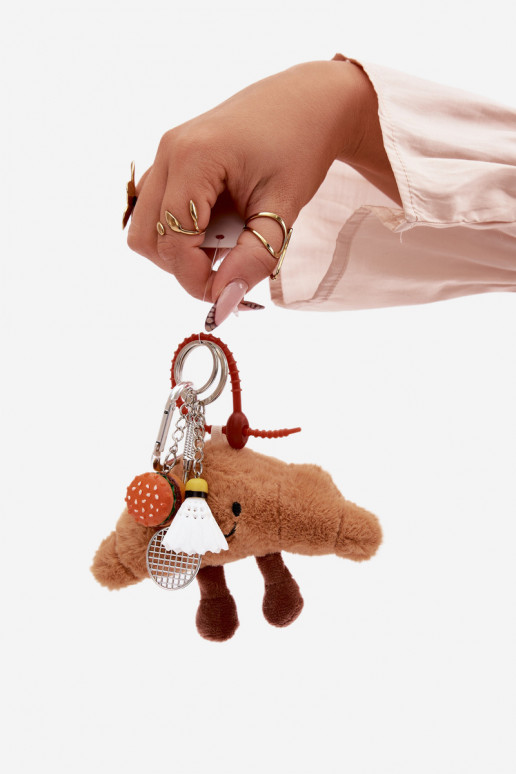 Breloczek ZaAieszka Do Torebki Kluczy Rogalik Rakieta Lotka Hamburger colore avorio