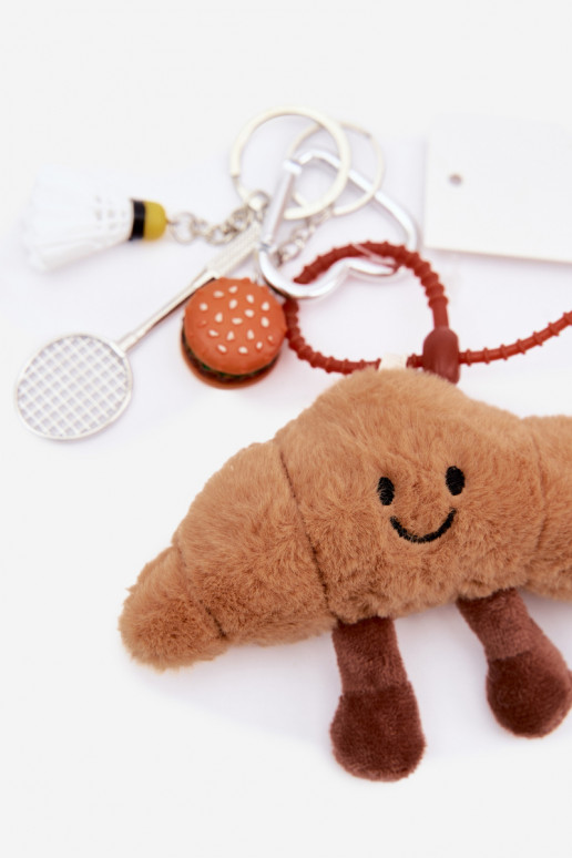 Breloczek ZaAieszka Do Torebki Kluczy Rogalik Rakieta Lotka Hamburger colore avorio