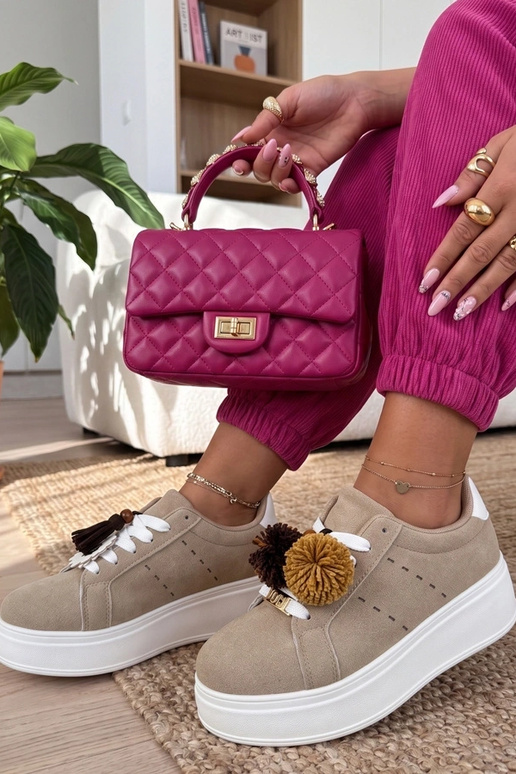 Sneakers color sabbia su piattaforma...