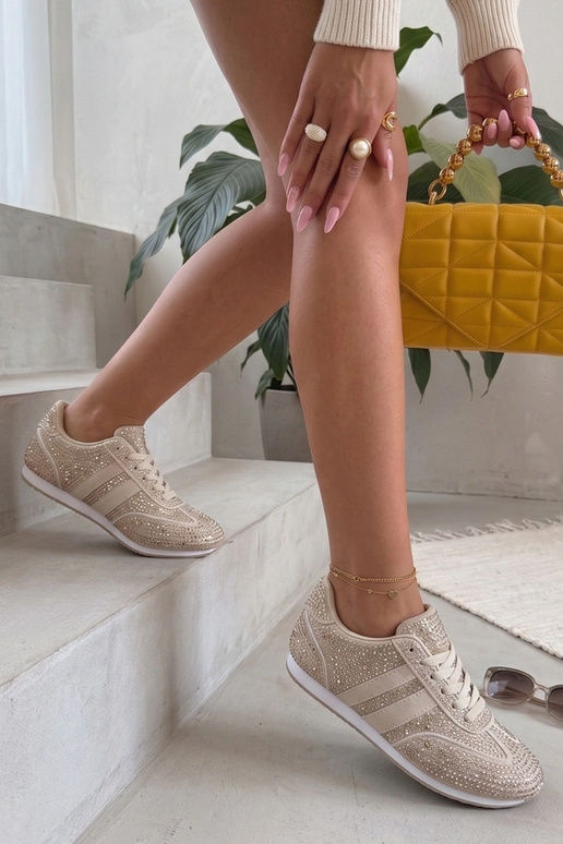 Sneakers color sabbia con zirconi Sybilla