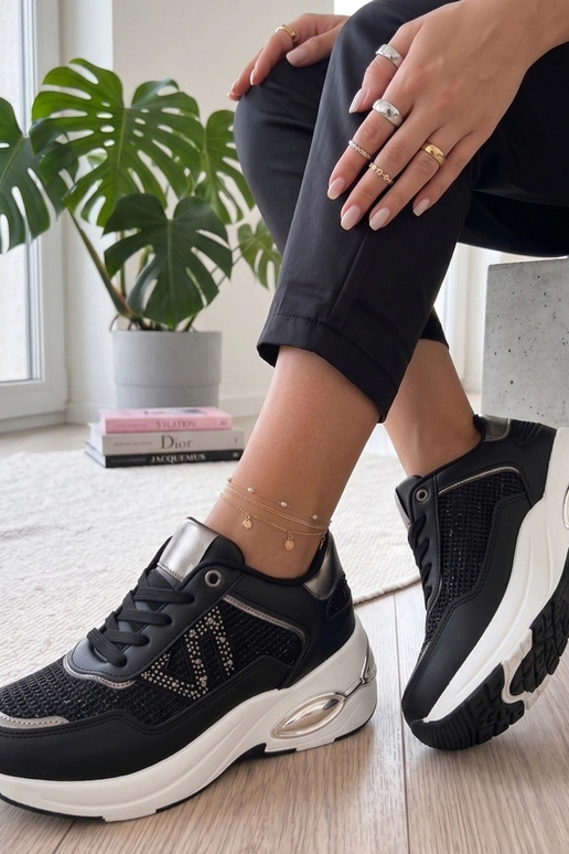 Sneakers nere su piattaforma con zirconi Rafaela