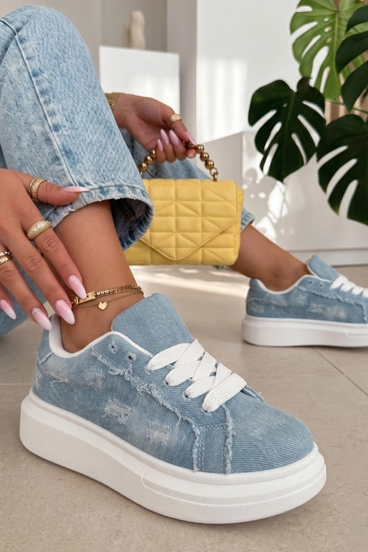 Sneakers blu su piattaforma con...