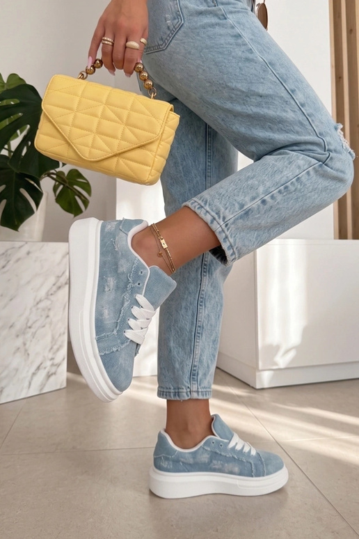 Sneakers blu su piattaforma con...