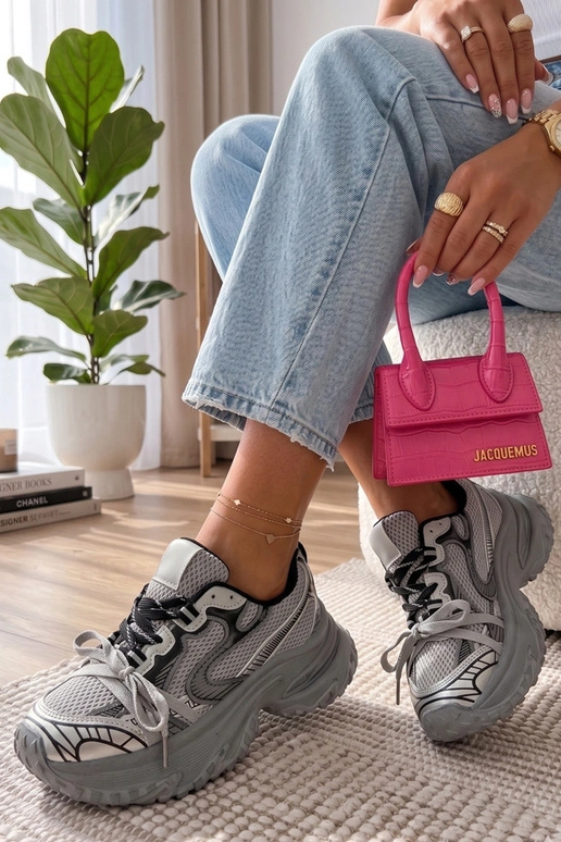 Sneakers grigie su suola spessa Eris