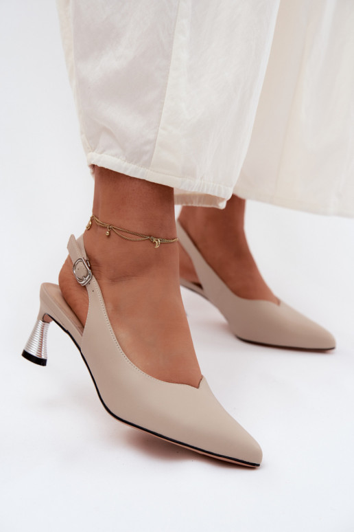 Sandali sabbia per donna con tacco Vinceza 66922