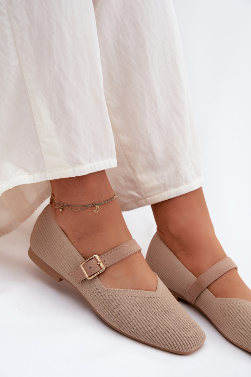 BallerineScarpe a righego Deveterialeu Pasek con fibbie beige Calvra