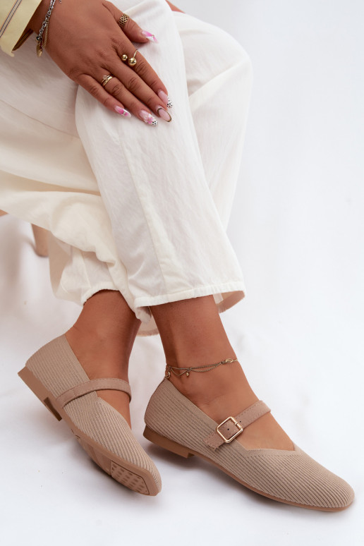 BallerineScarpe a righego Deveterialeu Pasek con fibbie beige Calvra