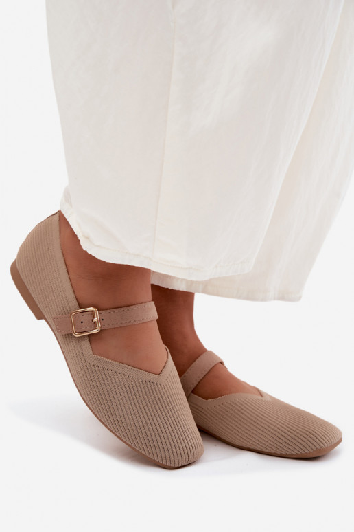 BallerineScarpe a righego Deveterialeu Pasek con fibbie beige Calvra