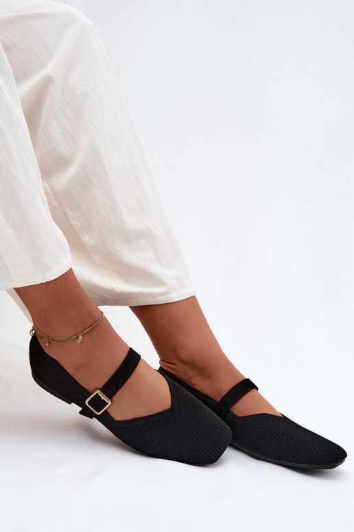 BallerineScarpe a righego Deveterialeu Pasek con fibbie colore nero Calvra