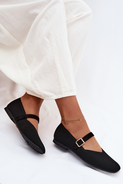 BallerineScarpe a righego Deveterialeu Pasek con fibbie colore nero Calvra