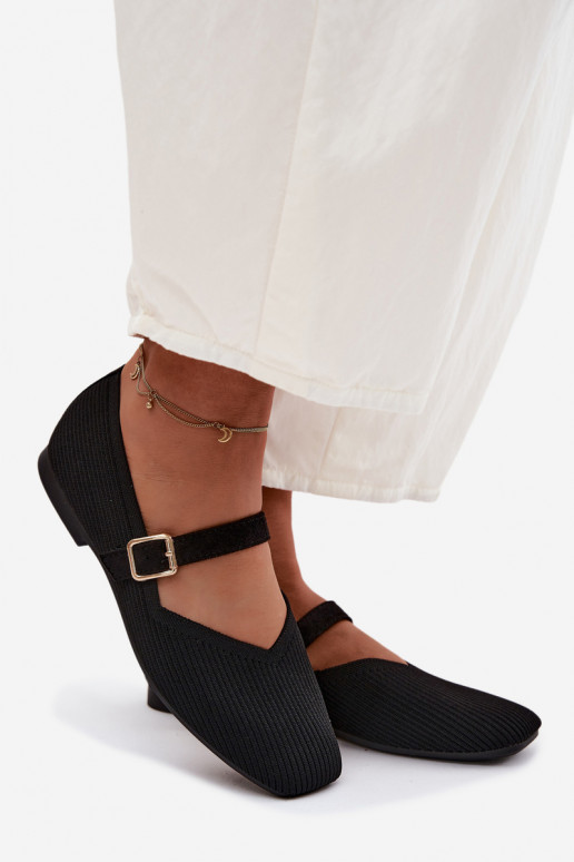 BallerineScarpe a righego Deveterialeu Pasek con fibbie colore nero Calvra