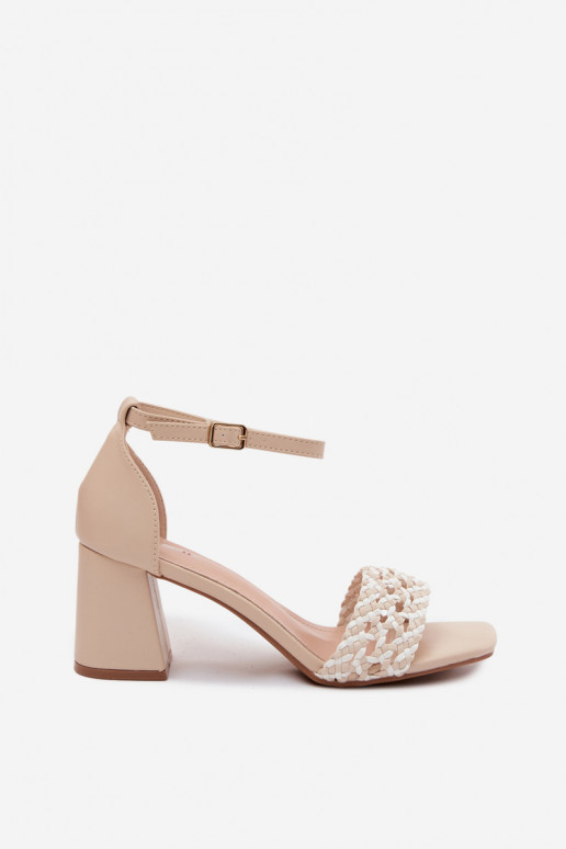 Sandali con tacco alto da donna Con treccia colore avorio Felena