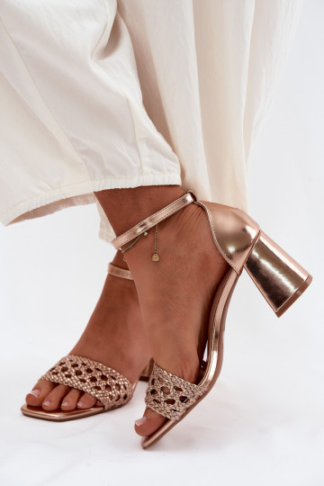 Sandali con tacco alto da donna Con treccia Szampańskie Felena 2