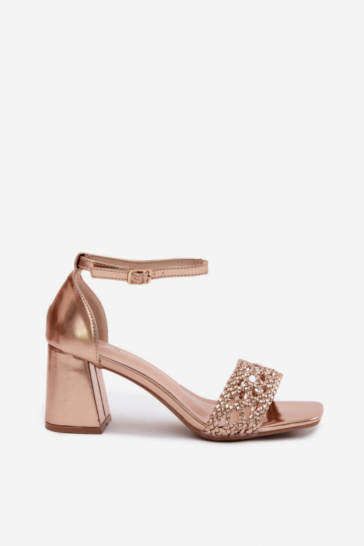 Sandali champagne con tacco alto e trecce Felena