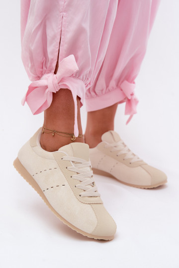 Scarpe modello sneakers Femminilein ecopelle scamosciatau Basso colore avorio Melvelin