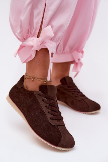 Sneakers marroni in ecopelle scamosciata Melvelin