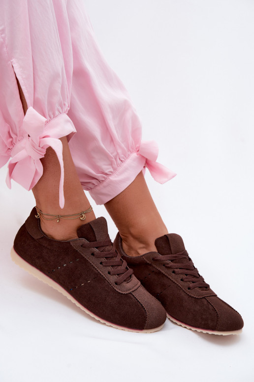 Sneakers marroni in ecopelle scamosciata Melvelin