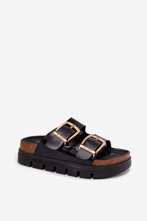 Infradito da donna in vernice dorata con fibbie Lee Cooper LCIN-26-35-4459L