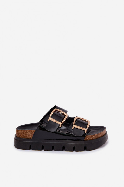 Infradito da donna in vernice dorata con fibbie Lee Cooper LCIN-26-35-4459L