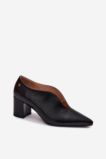 Pelle scarpe Femminile con i tacchi Deveciejka K7469-01 colore nero 2