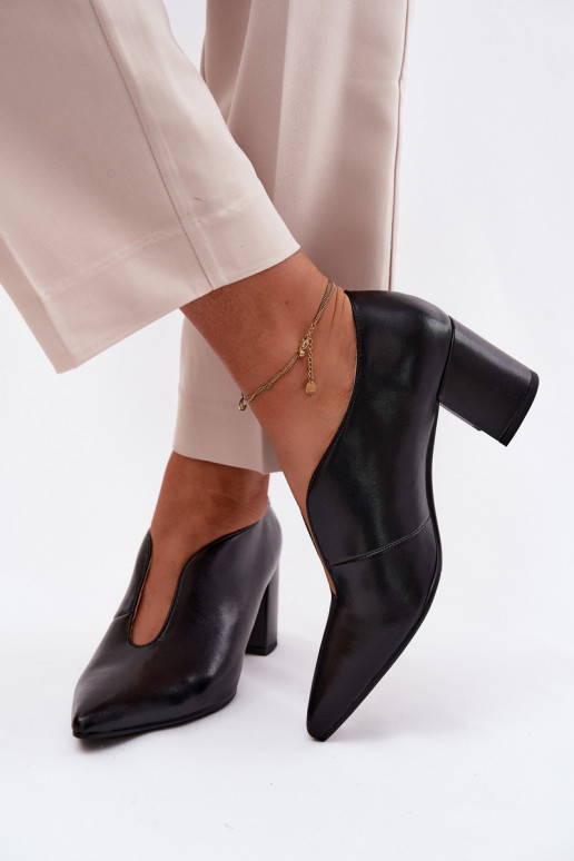Scarpe in pelle nere da donna con tacco Tai turiciejka K7469-01