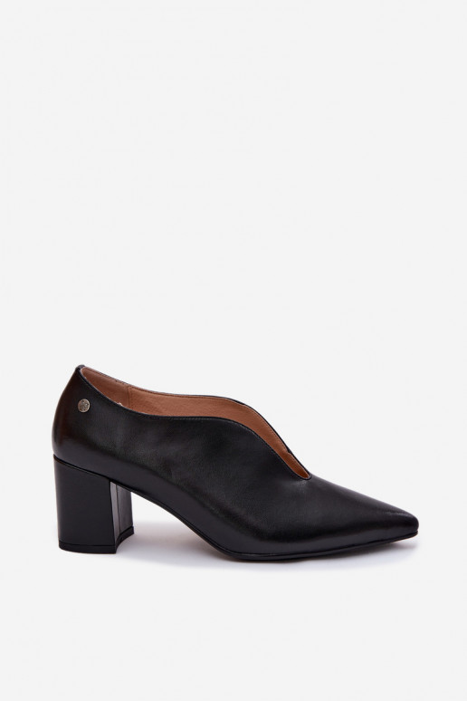 Scarpe in pelle nere da donna con tacco Tai turiciejka K7469-01
