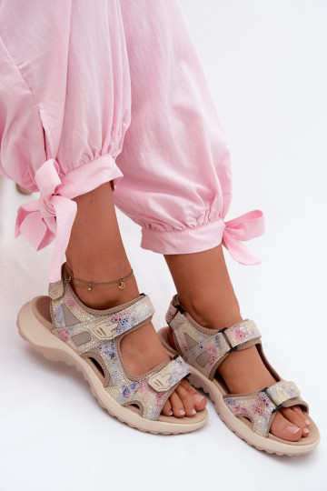Sandali in pelle multicolori a fantasia per donna in stile sportivo Morenia