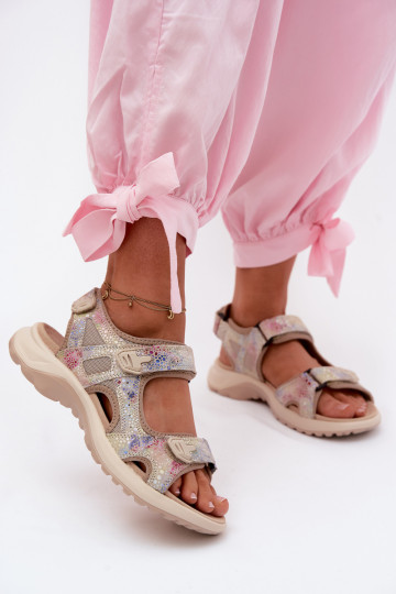 Sandali in pelle multicolori a fantasia per donna in stile sportivo Morenia 2
