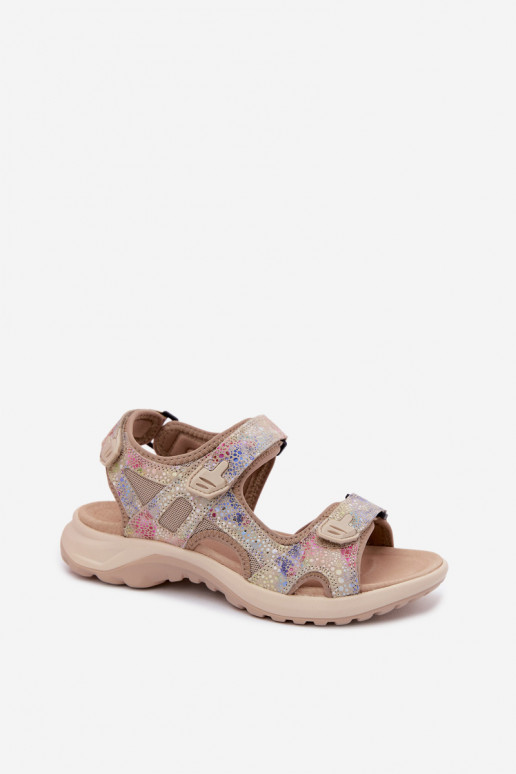 Sandali in pelle multicolori a fantasia per donna in stile sportivo Morenia