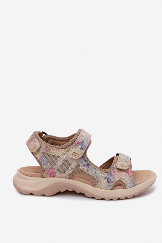 Sandali in pelle multicolori a fantasia per donna in stile sportivo Morenia