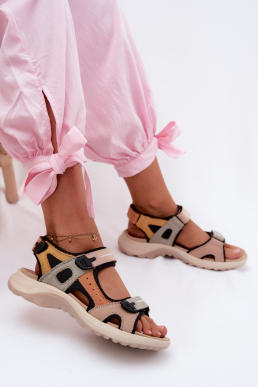 Sandali da donna arancioni e neri in stile sportivo Morenia