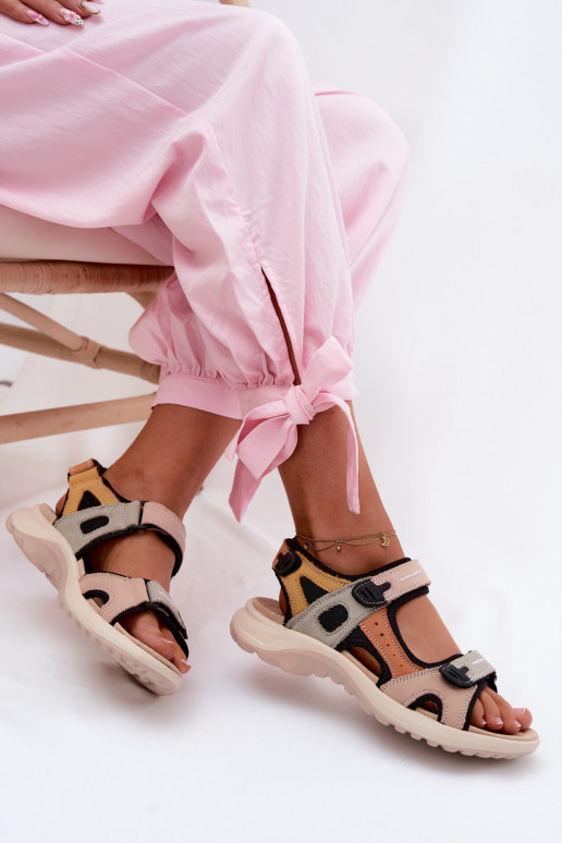 Sandali da donna arancioni e neri in stile sportivo Morenia
