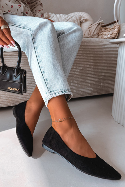 Ballerine piatte in camoscio sintetico color nero Lelisa