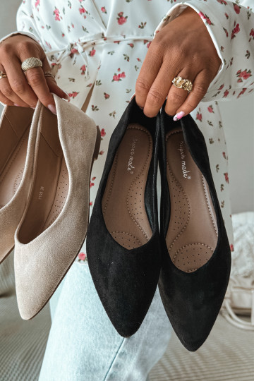 Ballerine piatte in camoscio sintetico color nero Lelisa 2