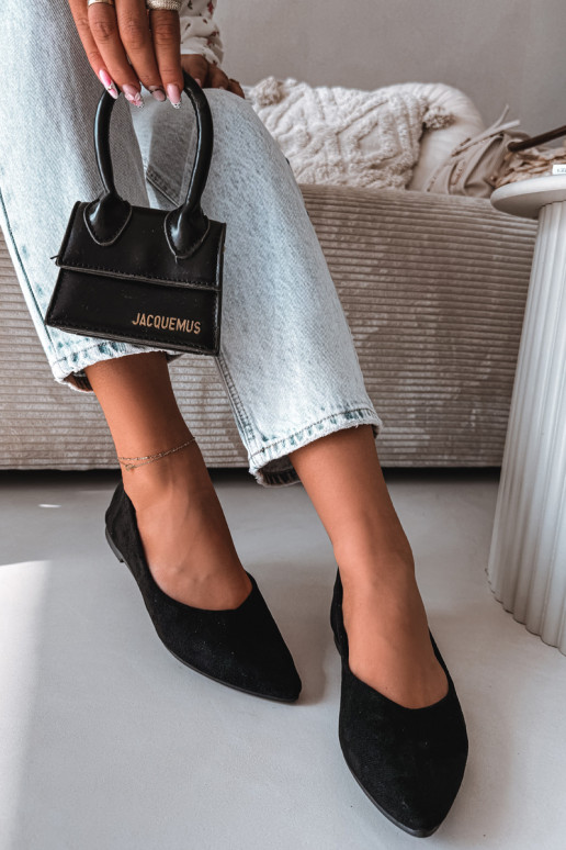 Ballerine piatte in camoscio sintetico color nero Lelisa