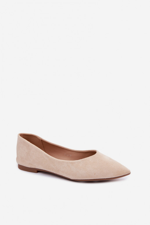 Ballerine piatte in camoscio sintetico color sabbia Lelisa