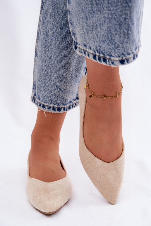 Ballerine piatte in camoscio sintetico color sabbia Lelisa