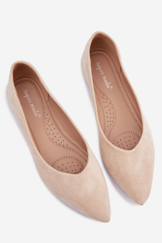 Ballerine piatte in camoscio sintetico color sabbia Lelisa
