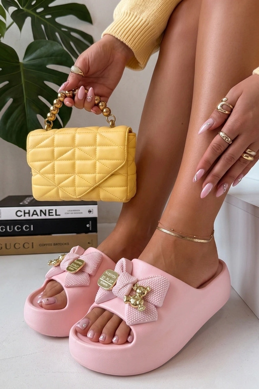 Infradito a piattaforma rosa con...