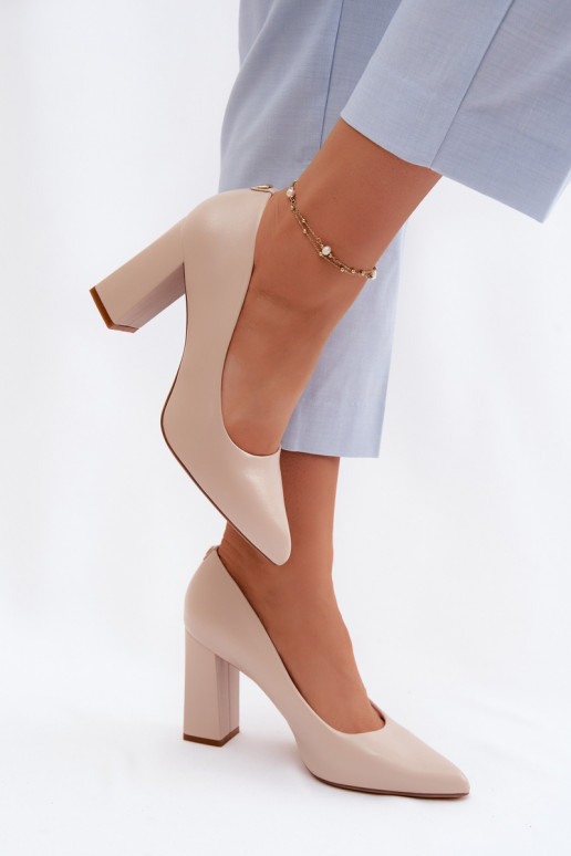 Scarpe con tacco in ecopelle Sergio Leone PB216 color avorio