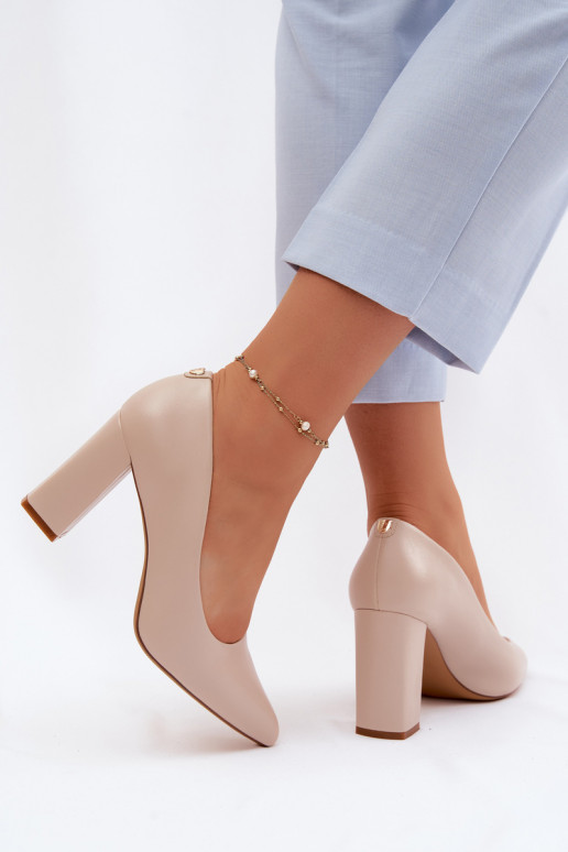 Scarpe con tacco in ecopelle Sergio Leone PB216 color avorio