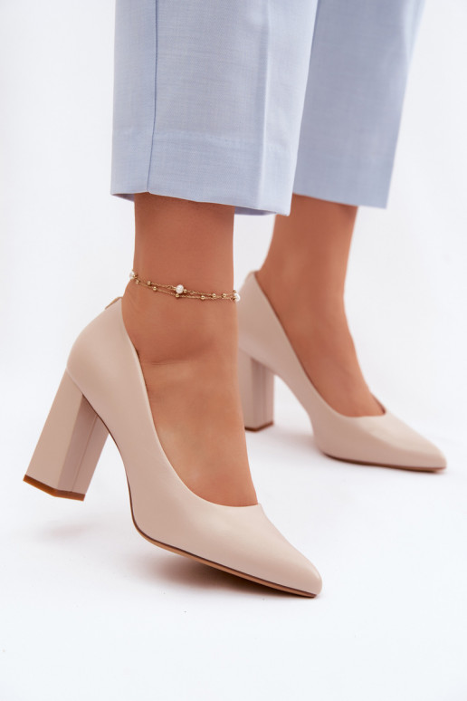 Scarpe con tacco in ecopelle Sergio Leone PB216 color avorio