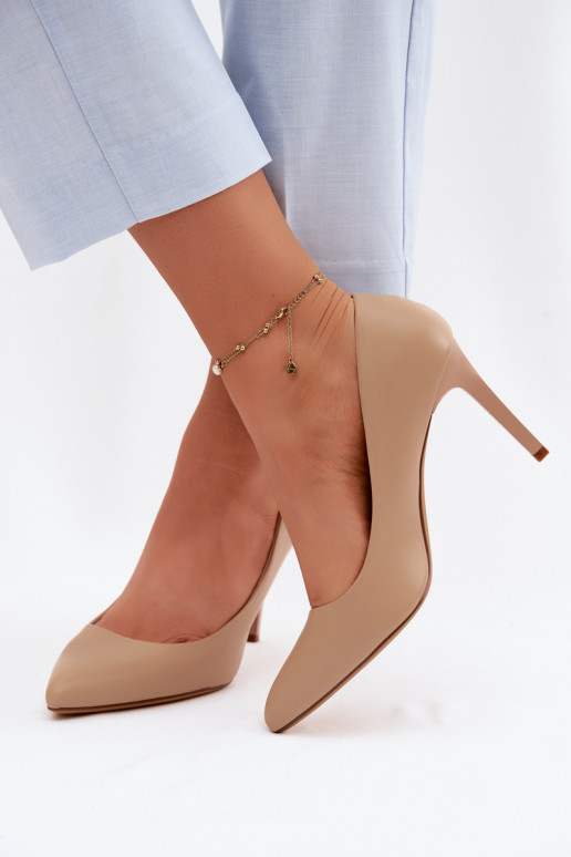 Scarpe con tacco in ecopelle Sergio Leone 1339 color sabbia