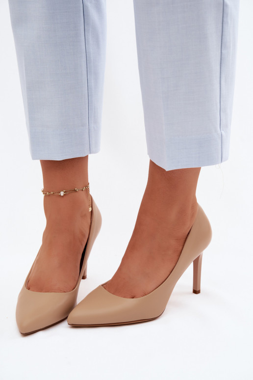 Scarpe con tacco in ecopelle Sergio Leone 1339 color sabbia