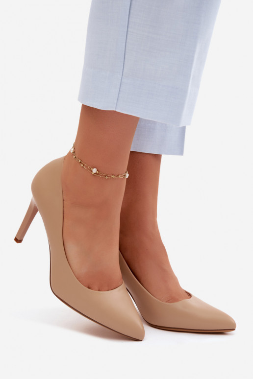 Scarpe con tacco in ecopelle Sergio Leone 1339 color sabbia