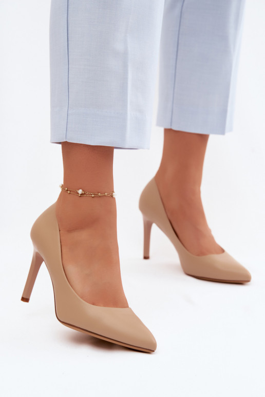 Scarpe con tacco in ecopelle Sergio Leone 1339 color sabbia