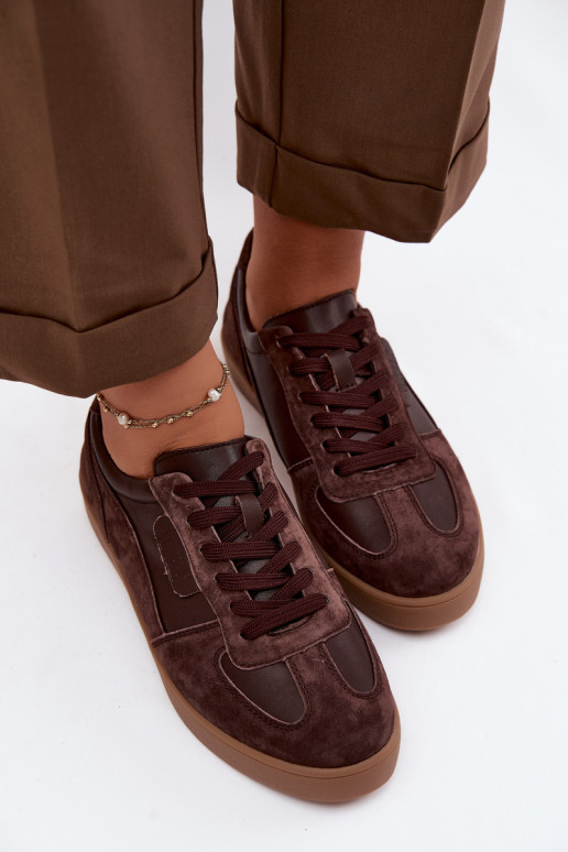 Scarpe sneakers da donna in camoscio Vinceza 7933 color cioccolato